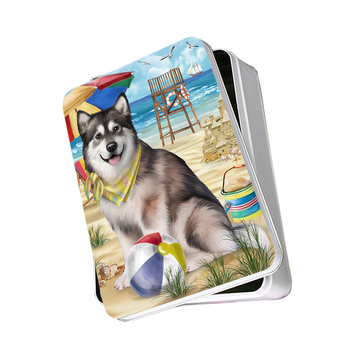 Pet Friendly Beach Alaskan Malamute Dog Photo Storage Tin PITN49955