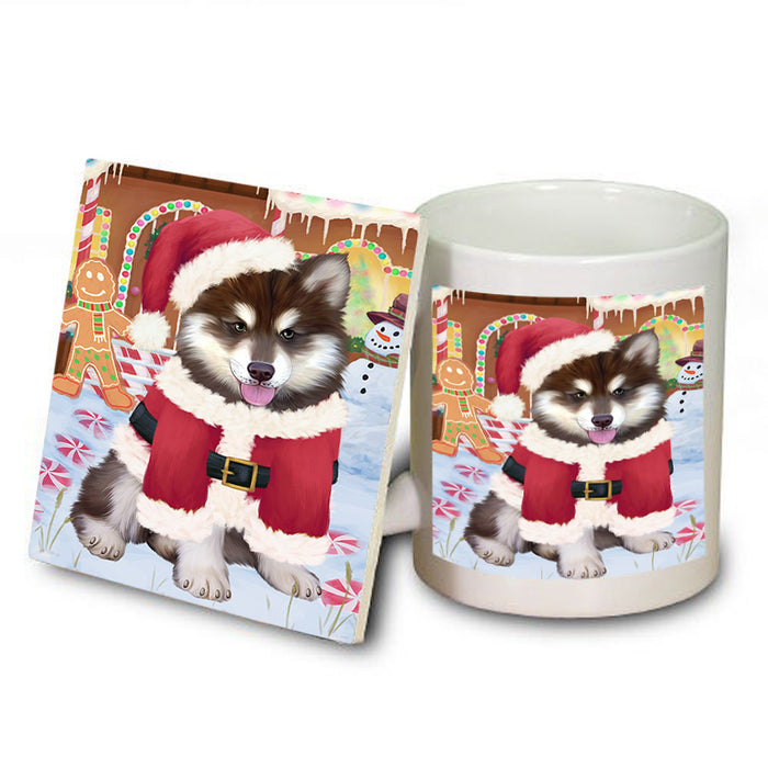 Christmas Gingerbread House Candyfest Alaskan Malamute Dog Mug and Coaster Set MUC56121