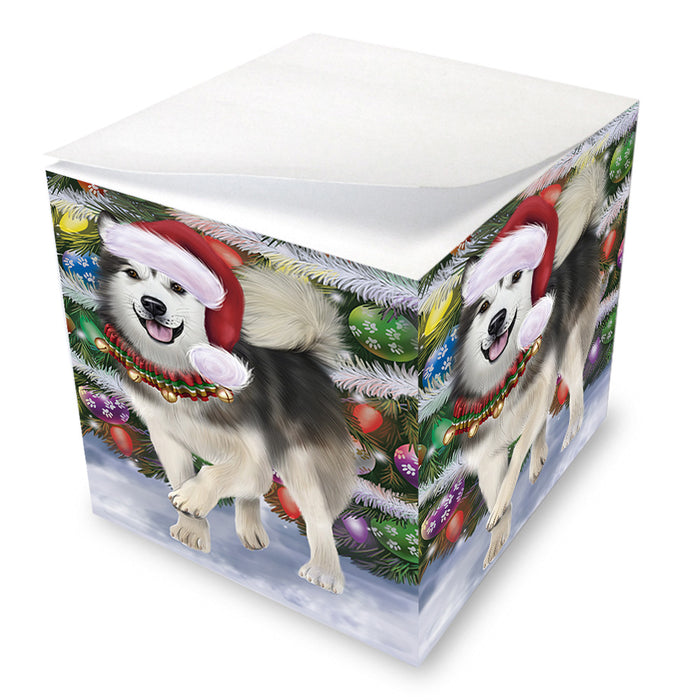 Trotting in the Snow Alaskan Malamute Dog Note Cube NOC53750