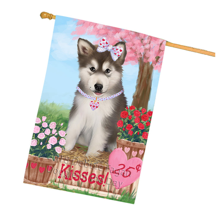 Rosie 25 Cent Kisses Alaskan Malamute Dog House Flag FLG57096