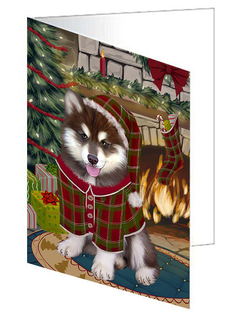 The Stocking was Hung Lhasa Apso Dog Handmade Artwork Assorted Pets Greeting Cards and Note Cards with Envelopes for All Occasions and Holiday Seasons GCD70580