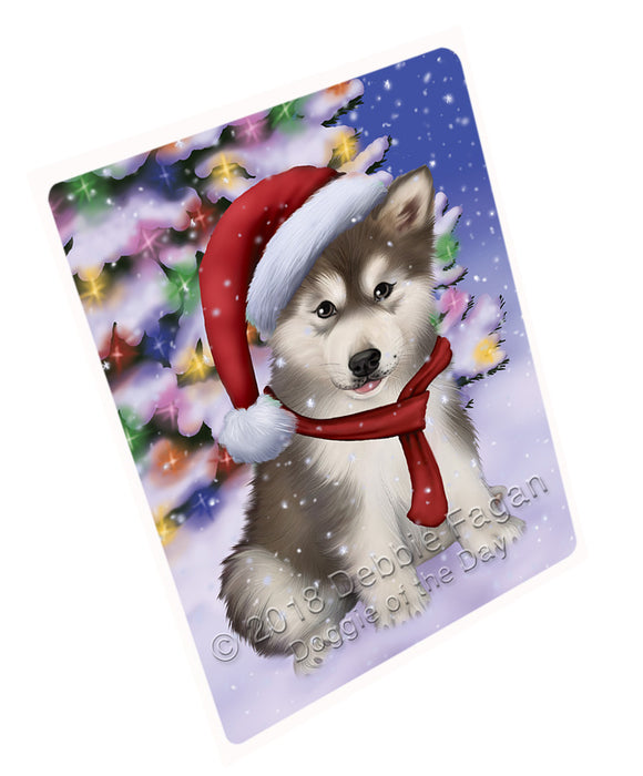 Winterland Wonderland Alaskan Malamute Dog In Christmas Holiday Scenic Background  Cutting Board C64521