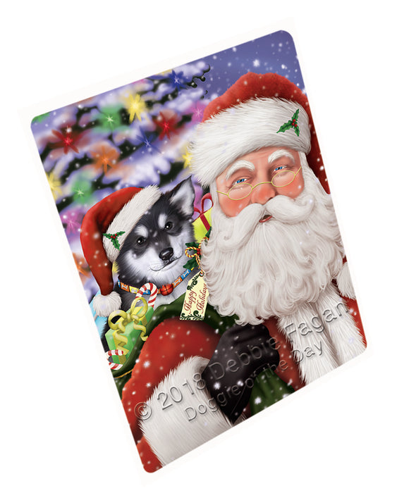 Santa Carrying Alaskan Malamute Dog and Christmas Presents Cutting Board C66315
