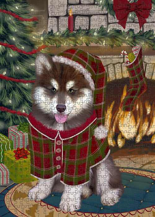 The Stocking was Hung Alaskan Malamute Dog Puzzle with Photo Tin PUZL88828