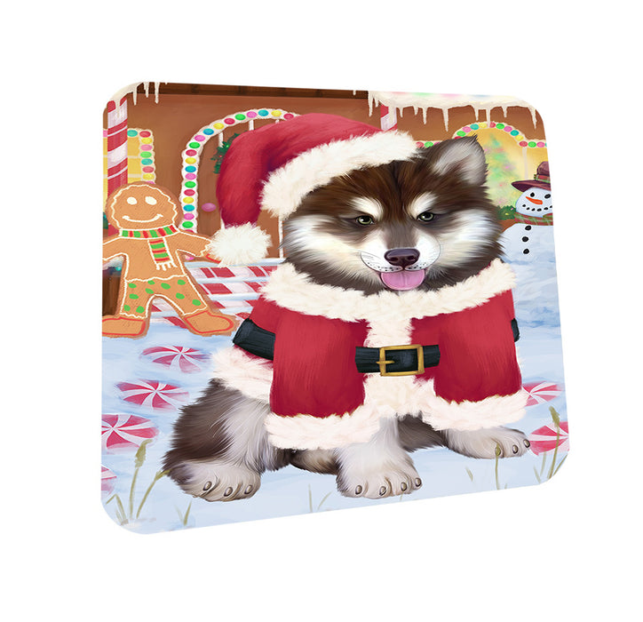 Christmas Gingerbread House Candyfest Alaskan Malamute Dog Coasters Set of 4 CST56087