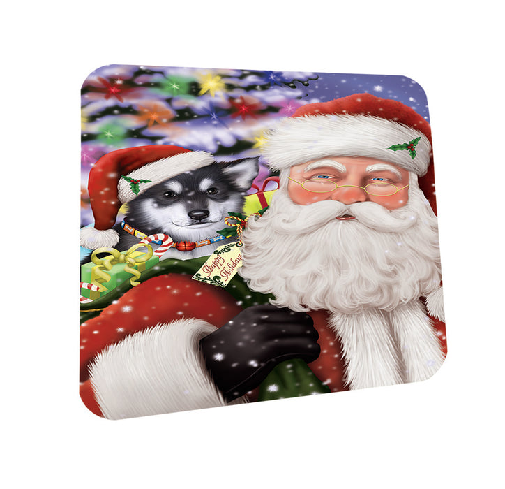 Santa Carrying Alaskan Malamute Dog and Christmas Presents Coasters Set of 4 CST53915
