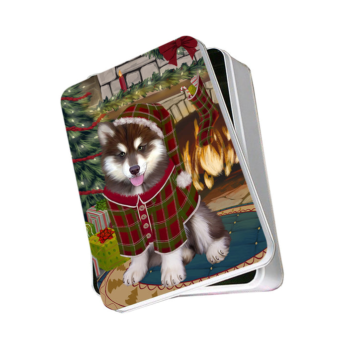 The Stocking was Hung Alaskan Malamute Dog Photo Storage Tin PITN55099