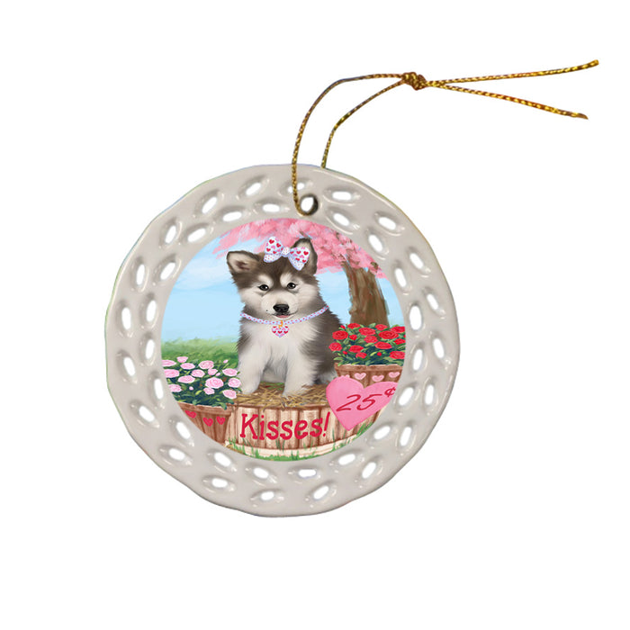 Rosie 25 Cent Kisses Alaskan Malamute Dog Ceramic Doily Ornament DPOR56768