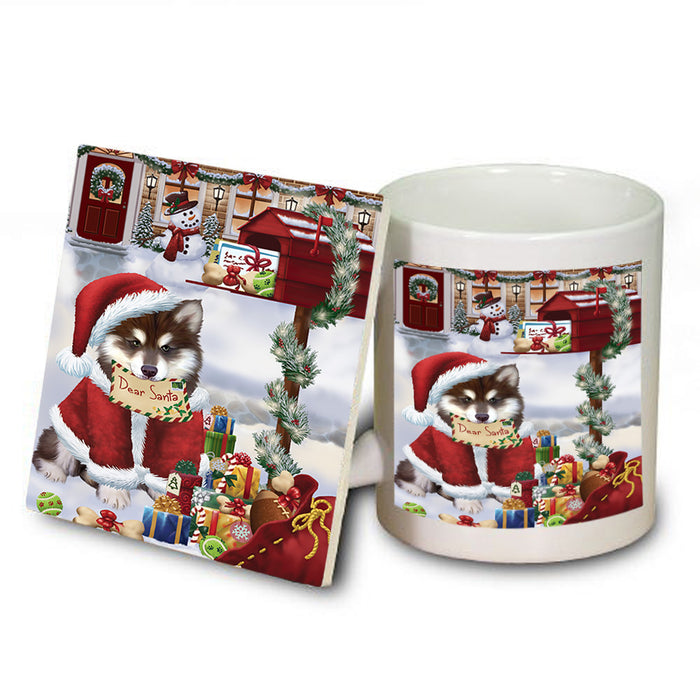 Alaskan Malamute Dog Dear Santa Letter Christmas Holiday Mailbox Mug and Coaster Set MUC53860