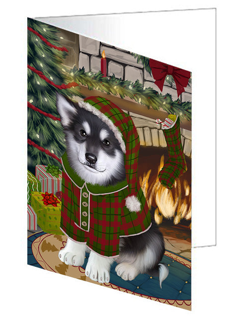The Stocking was Hung Lhasa Apso Dog Handmade Artwork Assorted Pets Greeting Cards and Note Cards with Envelopes for All Occasions and Holiday Seasons GCD70577