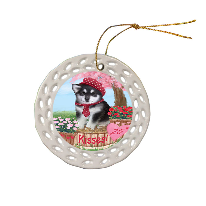 Rosie 25 Cent Kisses Alaskan Malamute Dog Ceramic Doily Ornament DPOR56769