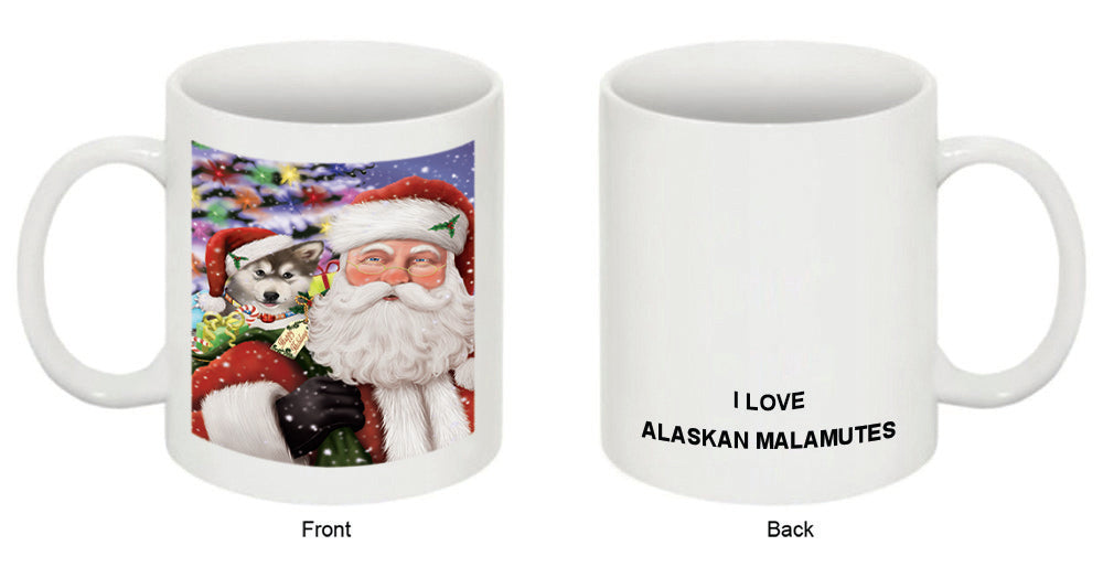 Santa Carrying Alaskan Malamute Dog and Christmas Presents Coffee Mug MUG49356
