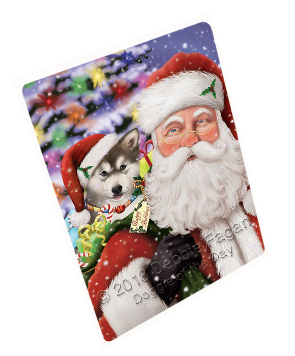 Santa Carrying Alaskan Malamute Dog and Christmas Presents Large Refrigerator / Dishwasher Magnet RMAG84630