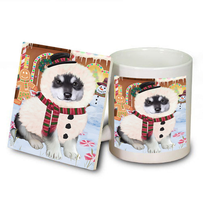 Christmas Gingerbread House Candyfest Alaskan Malamute Dog Mug and Coaster Set MUC56122