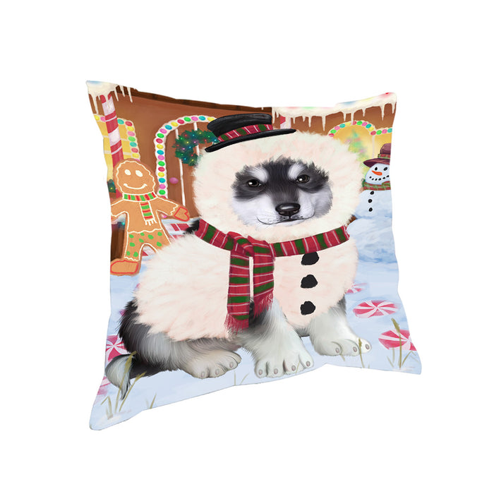 Christmas Gingerbread House Candyfest Alaskan Malamute Dog Pillow PIL78812