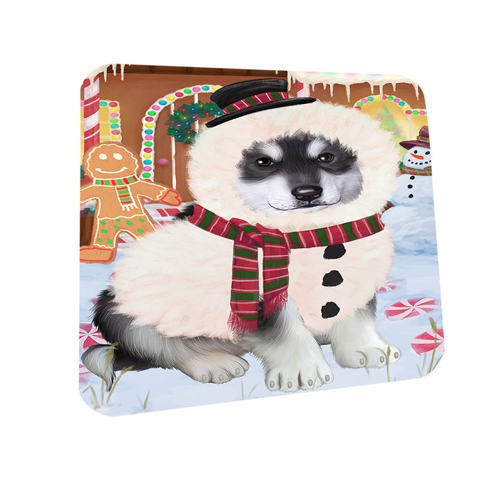 Christmas Gingerbread House Candyfest Alaskan Malamute Dog Coasters Set of 4 CST56088