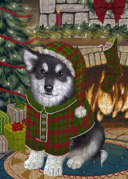 The Stocking was Hung Alaskan Malamute Dog Puzzle with Photo Tin PUZL88832