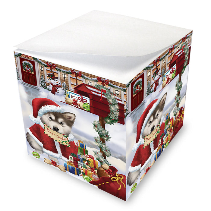 Alaskan Malamute Dog Dear Santa Letter Christmas Holiday Mailbox Note Cube NOC55515