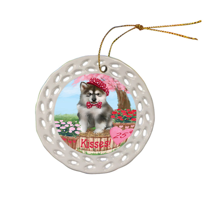 Rosie 25 Cent Kisses Alaskan Malamute Dog Ceramic Doily Ornament DPOR56770
