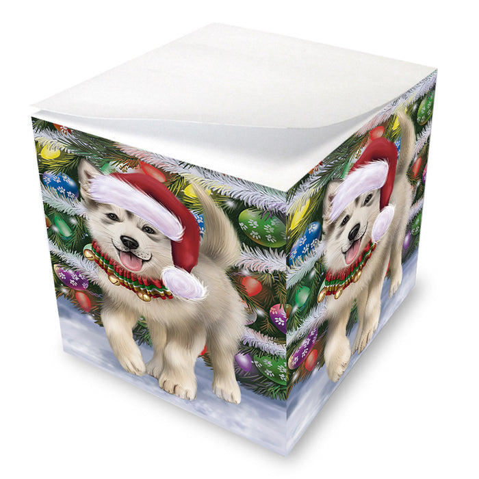 Trotting in the Snow Alaskan Malamute Dog Note Cube NOC53752