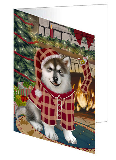 The Stocking was Hung Lhasa Apso Dog Handmade Artwork Assorted Pets Greeting Cards and Note Cards with Envelopes for All Occasions and Holiday Seasons GCD70574