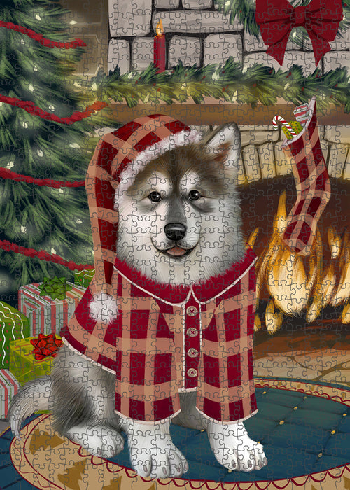 The Stocking was Hung Alaskan Malamute Dog Puzzle with Photo Tin PUZL88836