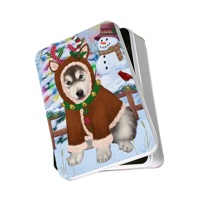 Christmas Gingerbread House Candyfest Alaskan Malamute Dog Photo Storage Tin PITN56050
