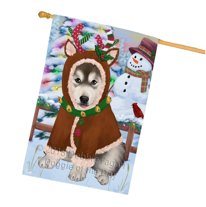 Christmas Gingerbread House Candyfest Alaskan Malamute Dog House Flag FLG56815