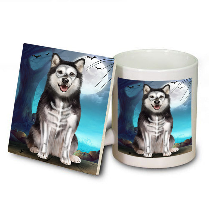 Happy Halloween Trick or Treat Alaskan Malamute Dog Mug and Coaster Set MUC54486