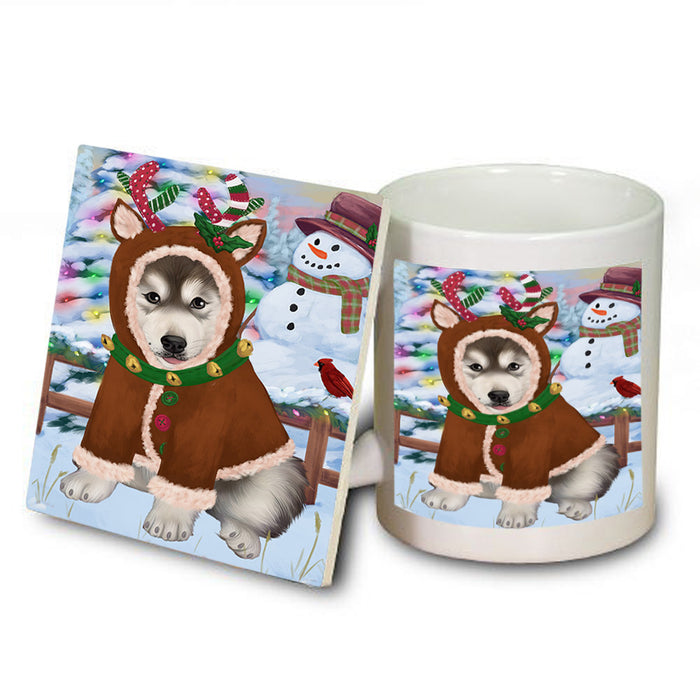 Christmas Gingerbread House Candyfest Alaskan Malamute Dog Mug and Coaster Set MUC56123