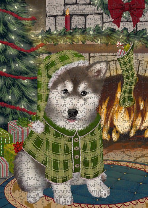 The Stocking was Hung Alaskan Malamute Dog Puzzle with Photo Tin PUZL88840