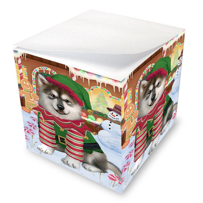 Christmas Gingerbread House Candyfest Alaskan Malamute Dog Note Cube NOC54204