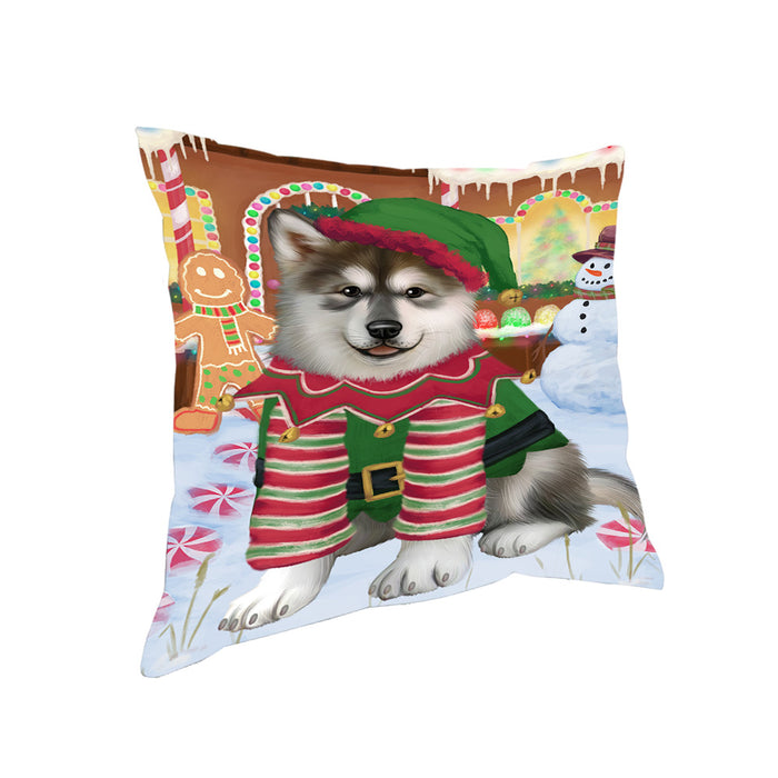 Christmas Gingerbread House Candyfest Alaskan Malamute Dog Pillow PIL78820
