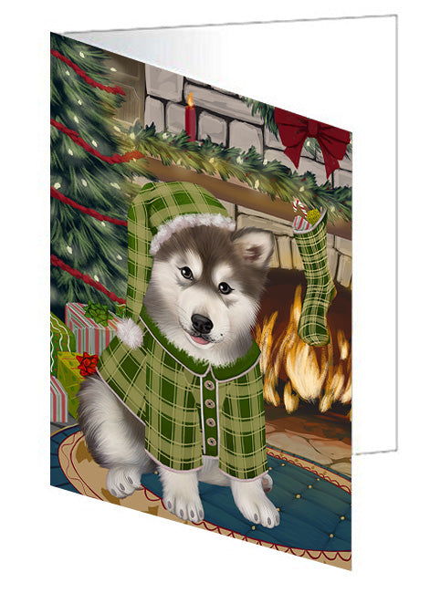 The Stocking was Hung Lhasa Apso Dog Handmade Artwork Assorted Pets Greeting Cards and Note Cards with Envelopes for All Occasions and Holiday Seasons GCD70571