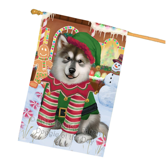 Christmas Gingerbread House Candyfest Alaskan Malamute Dog House Flag FLG56816