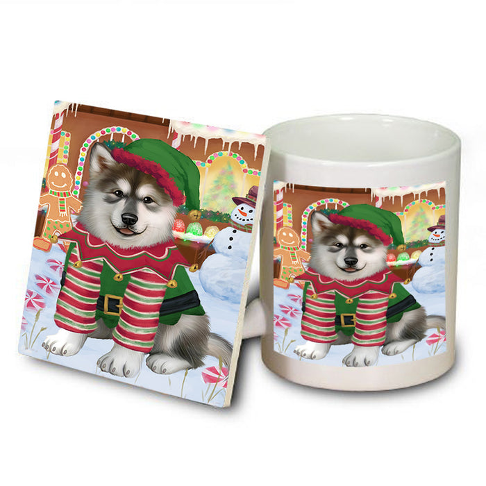 Christmas Gingerbread House Candyfest Alaskan Malamute Dog Mug and Coaster Set MUC56124
