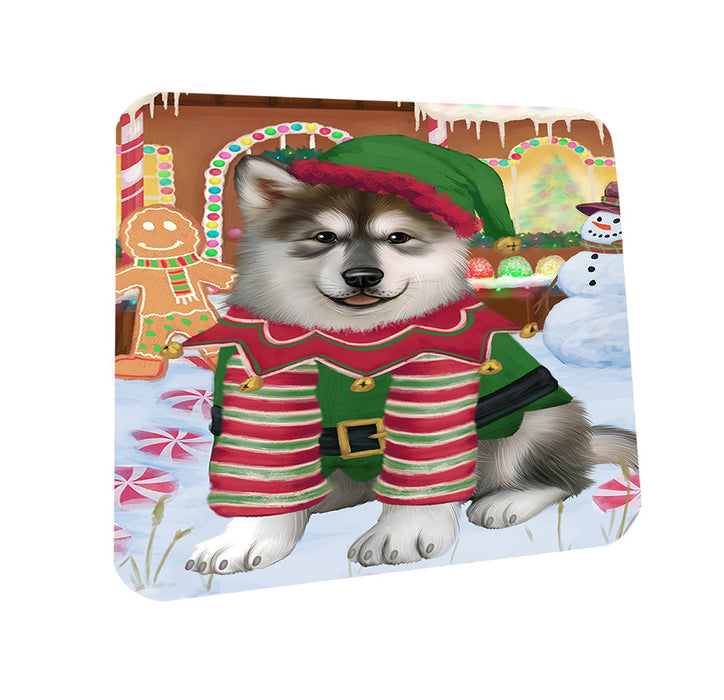 Christmas Gingerbread House Candyfest Alaskan Malamute Dog Coasters Set of 4 CST56090