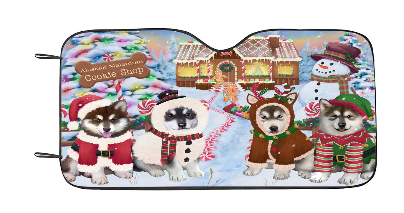 Holiday Gingerbread Cookie Alaskan Malamute Dogs Car Sun Shade