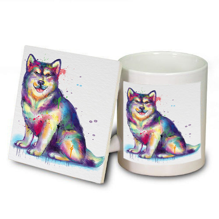 Watercolor Alaskan Malamute Dog Mug and Coaster Set MUC57059