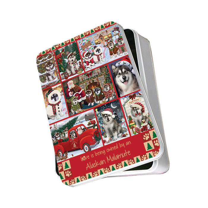 Love is Being Owned Christmas Alaskan Malamute Dogs Photo Storage Tin PITN57131