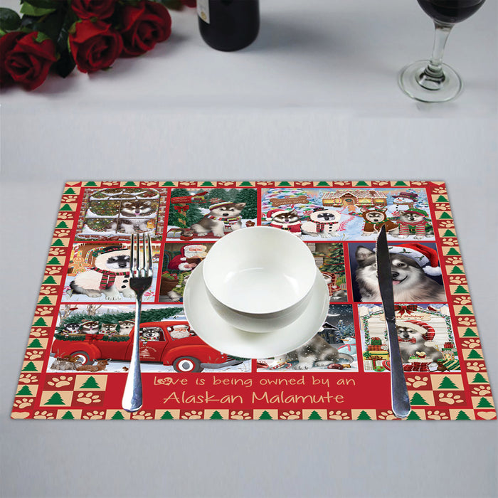 Love is Being Owned Christmas Alaskan Malamute Dogs Placemat