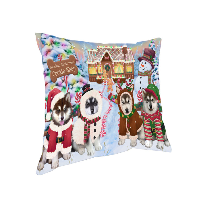 Holiday Gingerbread Cookie Shop Alaskan Malamutes Dog Pillow PIL78664