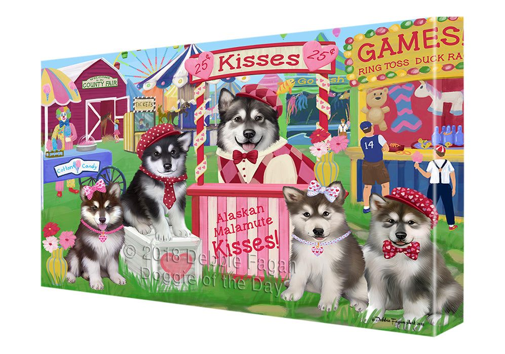 Carnival Kissing Booth Alaskan Malamutes Dog Canvas Print Wall Art Décor CVS128726