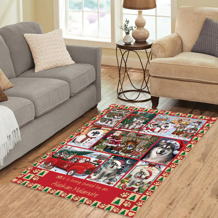 Love is Being Owned Christmas Alaskan Malamute Dogs Area Rug