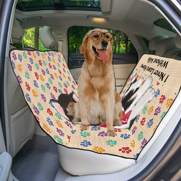 Personalized I Never Leave Home Paw Print Alaskan Malamute Dogs Pet Back Car Seat Cover