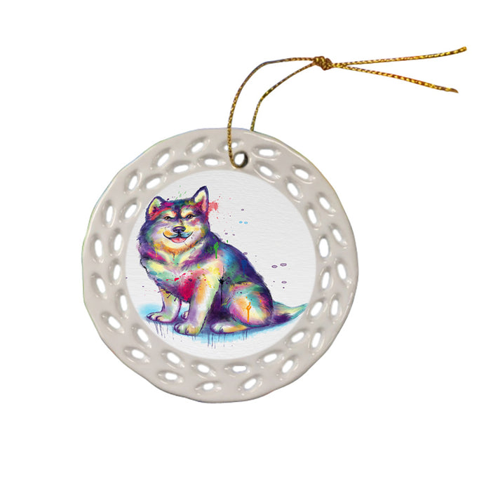 Watercolor Alaskan Malamute Dog Ceramic Doily Ornament DPOR57362