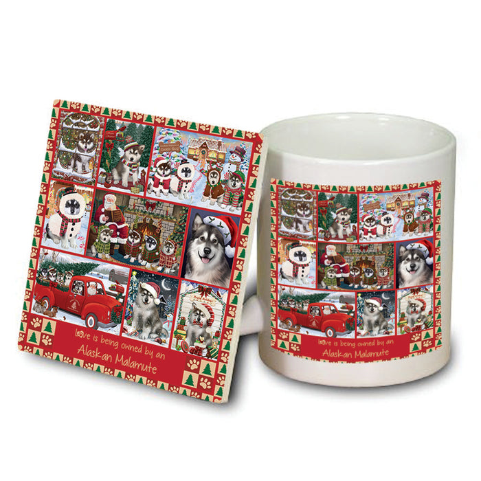 Love is Being Owned Christmas Alaskan Malamute Dogs Mug and Coaster Set MUC57180