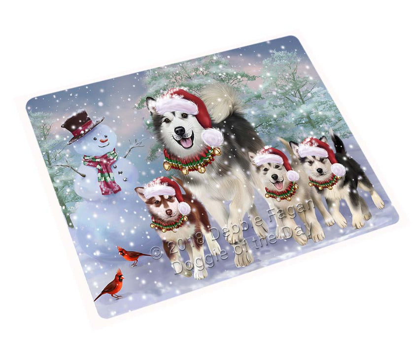 Christmas Running Family Alaskan Malamutes Dog Magnet MAG71517 (Small 5.5" x 4.25")