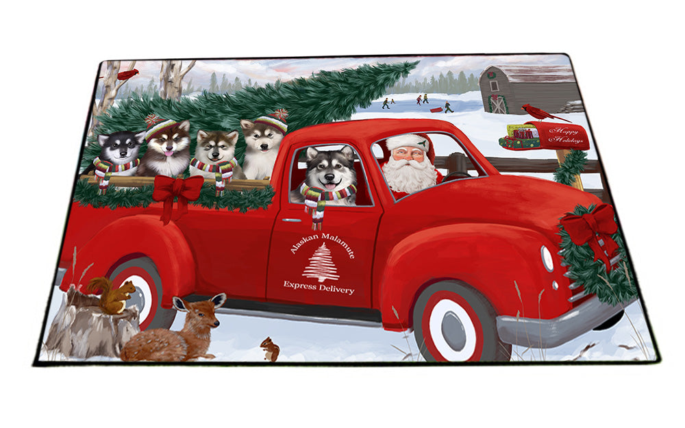 Christmas Santa Express Delivery Alaskan Malamutes Dog Family Floormat FLMS52281