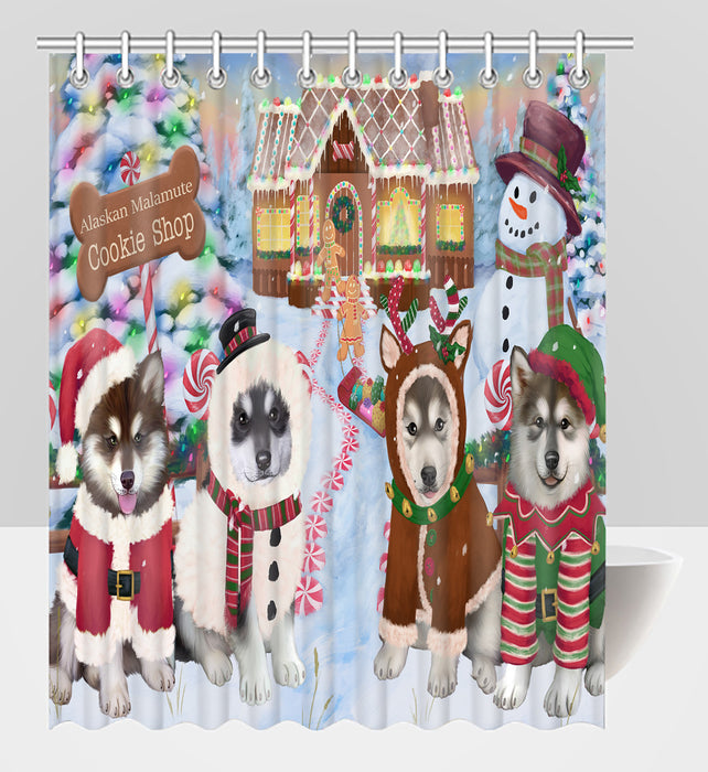 Holiday Gingerbread Cookie Alaskan Malamute Dogs Shower Curtain